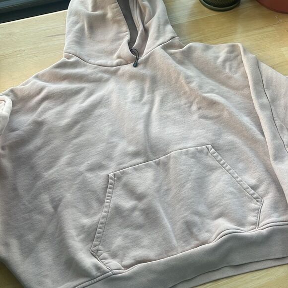 FRANK AND OAK Cropped Beige Neutral Minamalist Cropped Hoodie Large - Picture 4 of 5